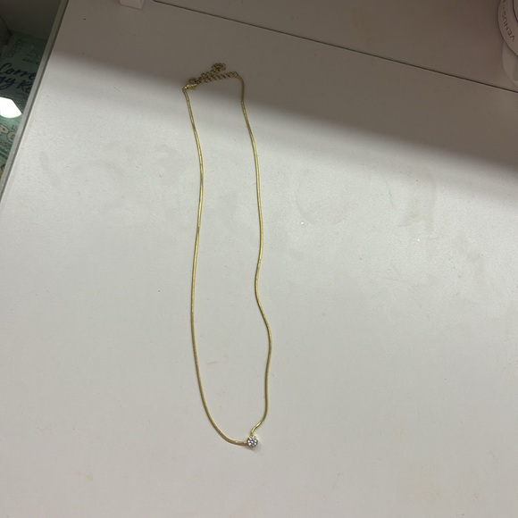 Elegant Gold Necklace with Bezel Crystal Pendant - Picture 2 of 3